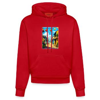 Hoi An Vietnam Reise Poster Souvenir Malerei WPA - Organic Fitted Hoodie Made in EU - Rot - Vorne