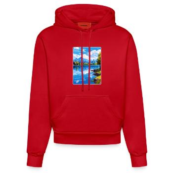 Vancouver Canada Affiche de voyage Souvenir Peinture WPA - Sweat à capuche bio ajusté fabriqué en UE - rouge - Devant
