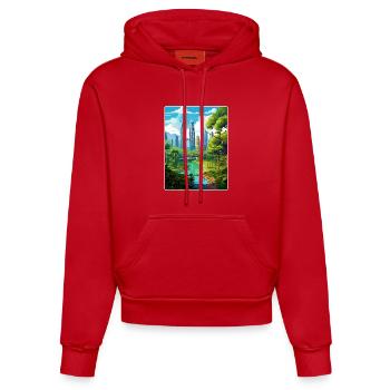 Kuala Lumpur Malaysia Travel Poster Souvenir WPA - Organic Fitted Hoodie Made in EU - red - Front