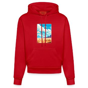 Carte de voyage californienne du parc national de la Vallée de la Mort - Sweat à capuche bio ajusté fabriqué en UE - rouge - Devant