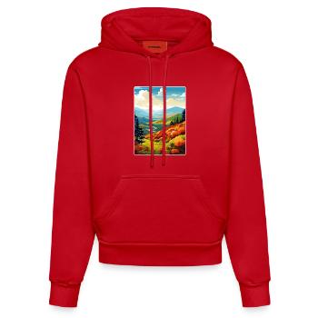 Affiche de voyage du parc national des Great Smoky Mountains - Sweat à capuche bio ajusté fabriqué en UE - rouge - Devant