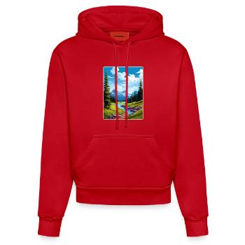 Glacier National Park Travel Poster Souvenir WPA - Organic Fitted Hoodie Made in EU - red - Front