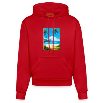 Barbade Caraïbes Voyage Affiche Souvenir Peinture WP - Sweat à capuche bio ajusté fabriqué en UE - rouge - Devant