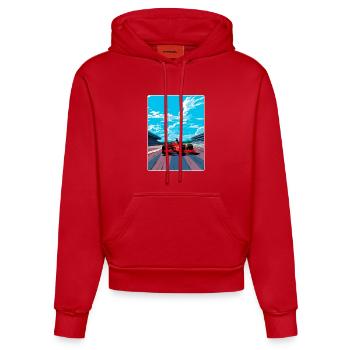 Hockenhem Circuit Motorsport Rennen Deutschland Rennen - Organic Fitted Hoodie Made in EU - Rot - Vorne