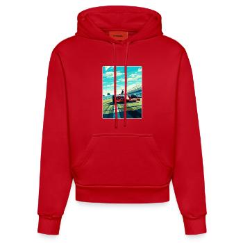 Magny Cours Circuit Motorsport Race Frankreich Reisen - Organic Fitted Hoodie Made in EU - Rot - Vorne