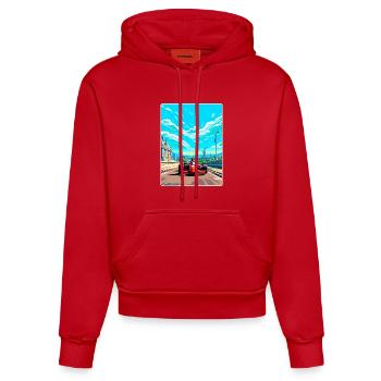 Budapest Circuit Motorsport Race Hungary Travel - Organic Fitted Hoodie Made in EU - red - Front