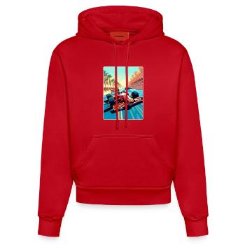 Abu Dhabi Circuit Motorsport Race Uae Travel Card - Organic Fitted Hoodie Made in EU - Rot - Vorne