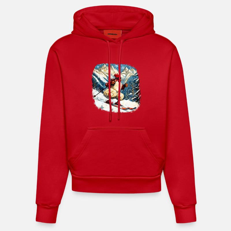 Poulet de ski - Sweat à capuche bio ajusté fabriqué en UE - rouge