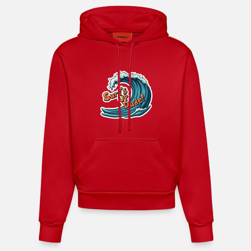Surfe dessus, mec ! - Sweat à capuche bio ajusté fabriqué en UE - rouge