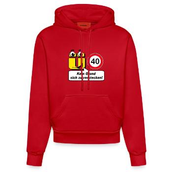 40th birthday, over 40 no reason to .......... - Organic Fitted Hoodie Made in EU - red - Front