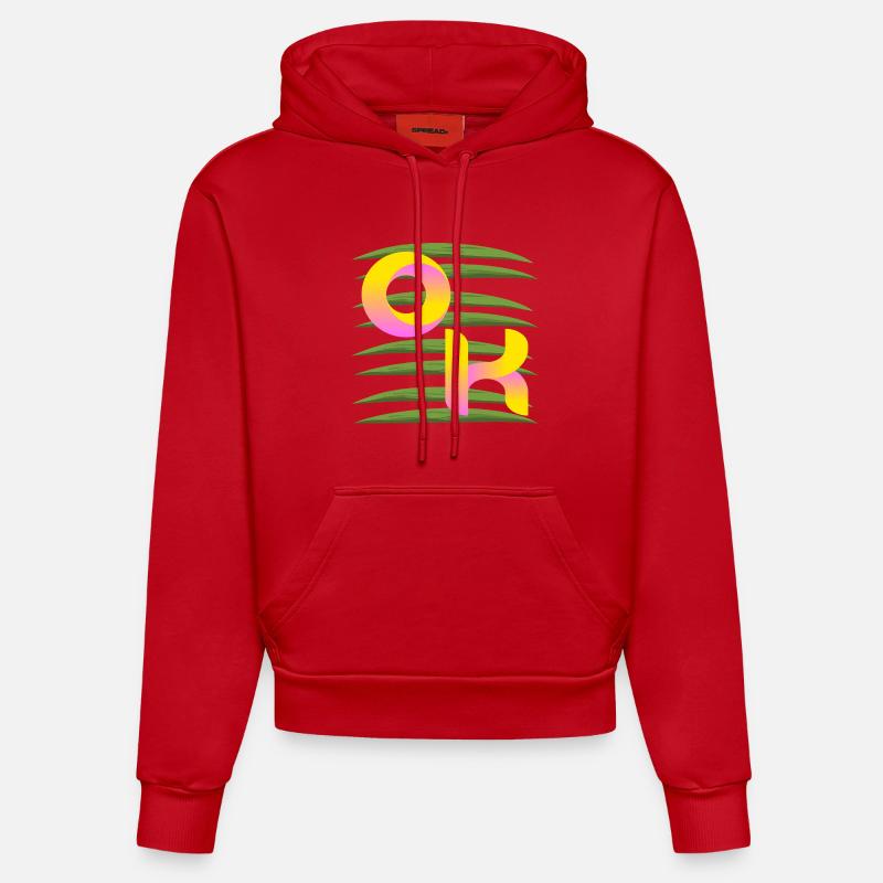 PALMIERS D’ÉTÉ OK - Sweat à capuche bio ajusté fabriqué en UE - rouge