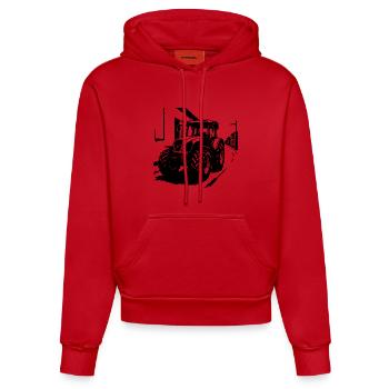 Tracteur Power Vintage - Sweat à capuche bio ajusté fabriqué en UE - rouge - Devant