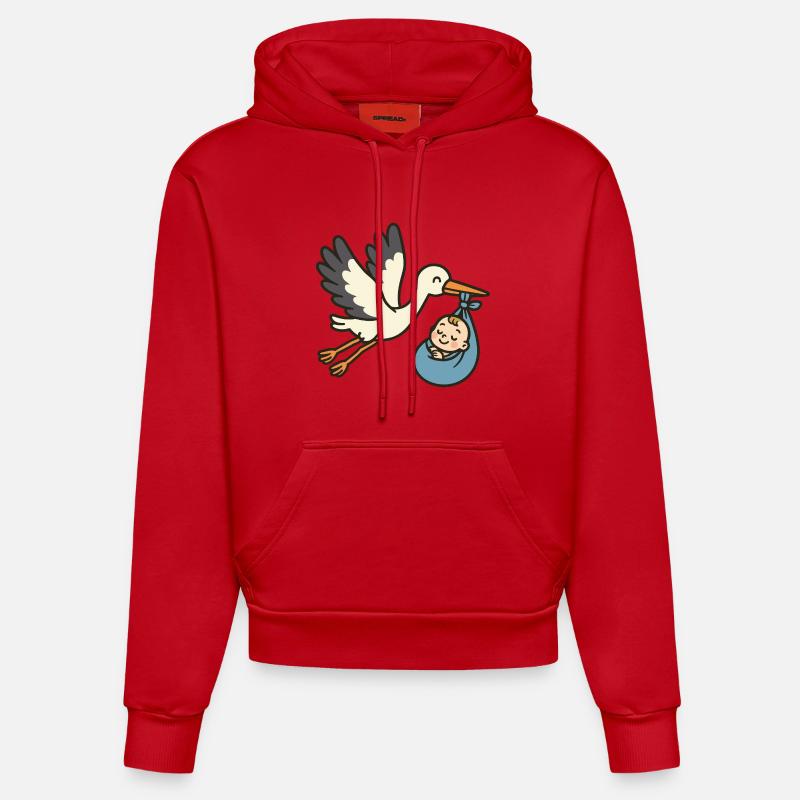 Livraison classique de Stork - Sweat à capuche bio ajusté fabriqué en UE - rouge