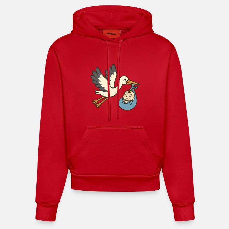 Arrivée paisible - Sweat à capuche bio ajusté fabriqué en UE - rouge