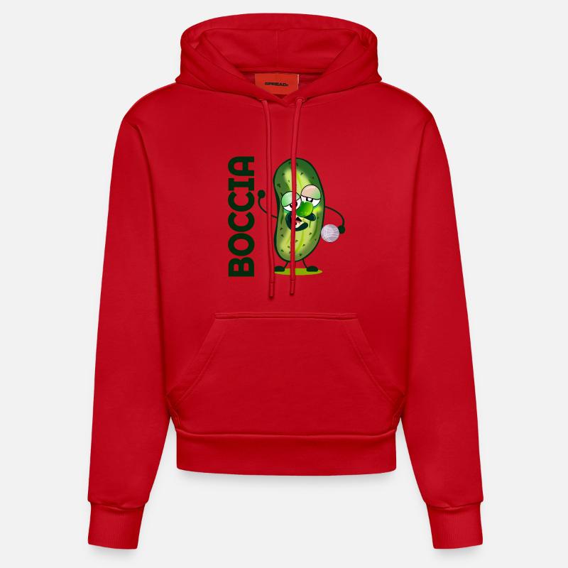 Concombre Boccia - Sweat à capuche bio ajusté fabriqué en UE - rouge