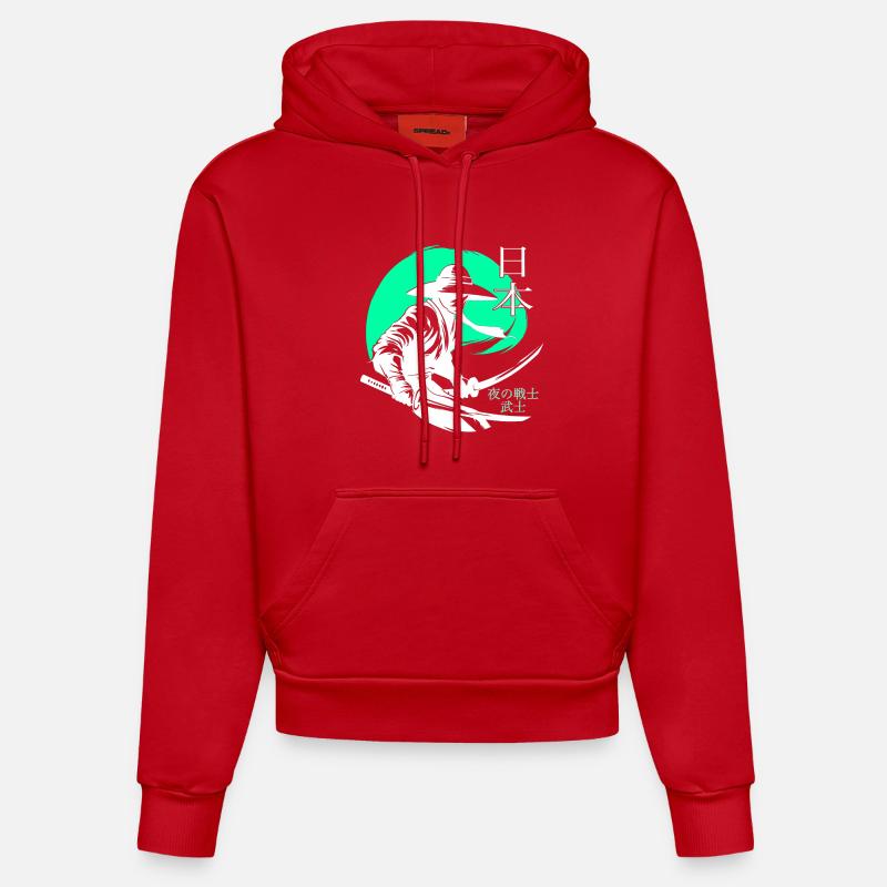 Guerrier samouraïJapon Tokyo - Sweat à capuche bio ajusté fabriqué en UE - rouge