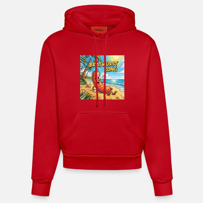 La chanson Bratwurst - Sweat à capuche bio ajusté fabriqué en UE - rouge