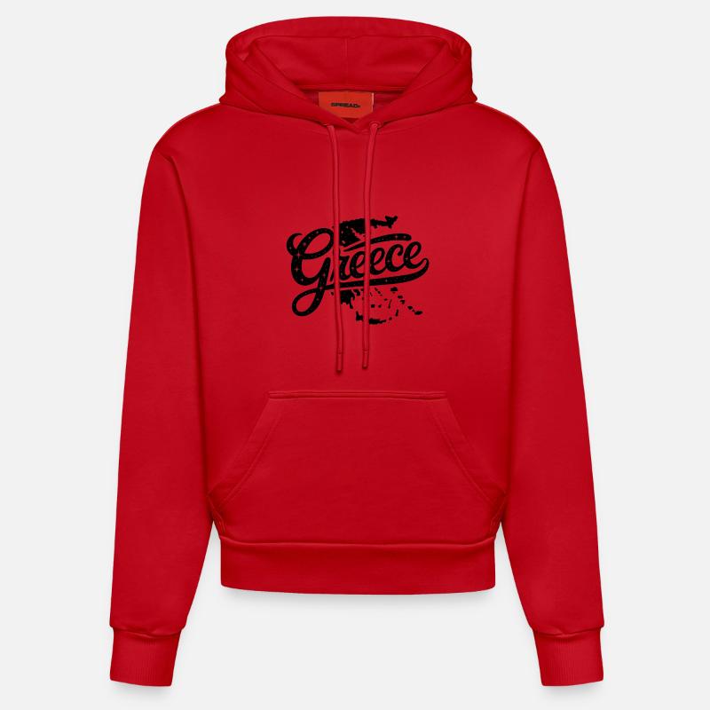 Grèce - Conception de souvenirs - Sweat à capuche bio ajusté fabriqué en UE - rouge