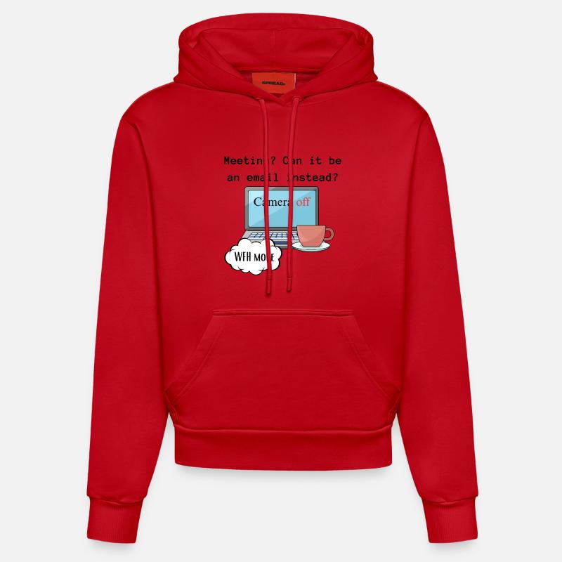 Treffen lustige WFH ändern Computermodus Arbeit. - Organic Fitted Hoodie Made in EU - Rot