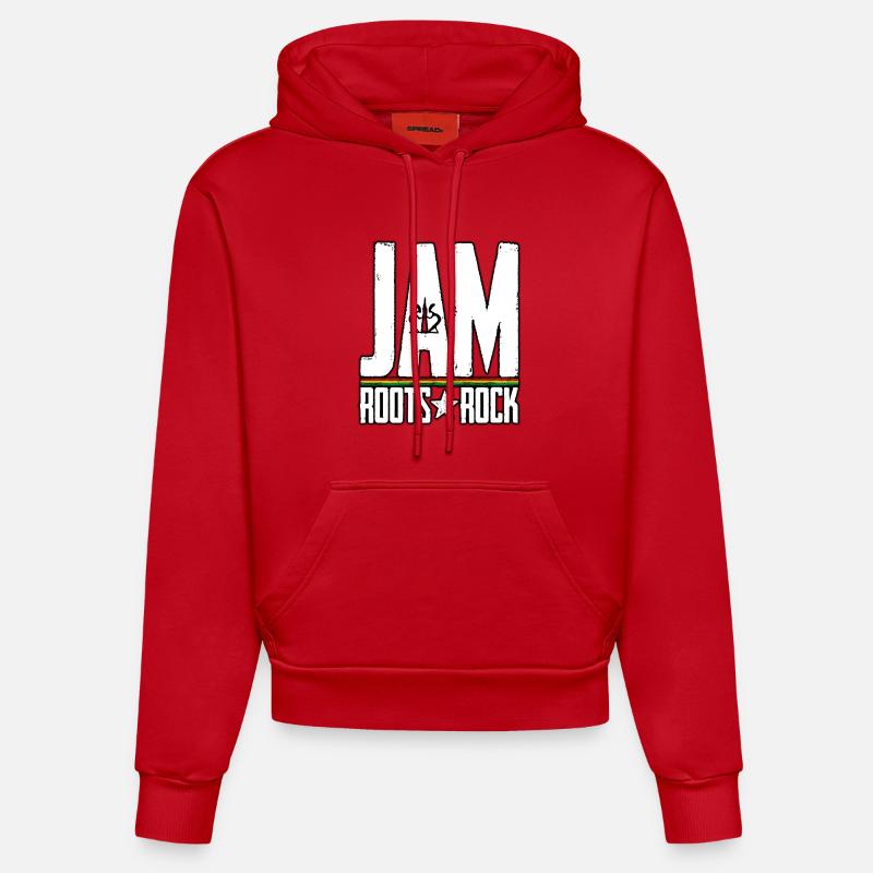 JAM Roots Rock Reggae Design - Sweat à capuche bio ajusté fabriqué en UE - rouge