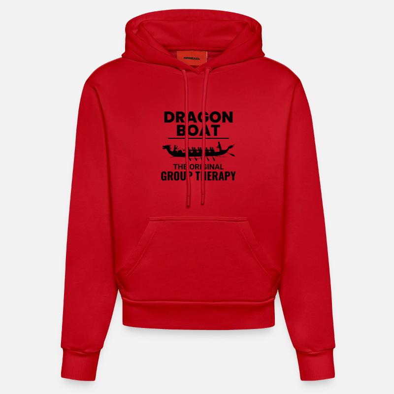 Équipage de course de bateaux-dragons - Sweat à capuche bio ajusté fabriqué en UE - rouge