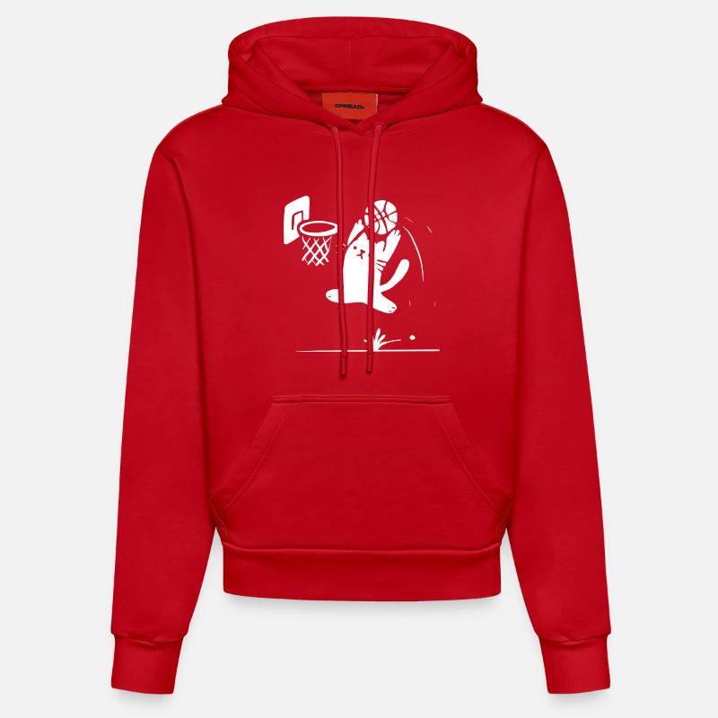 Chat de basket-ball - Sweat à capuche bio ajusté fabriqué en UE - rouge