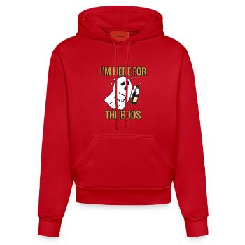 Hier für die Buhrufe - Halloween 2025 - Organic Fitted Hoodie Made in EU - Rot - Vorne