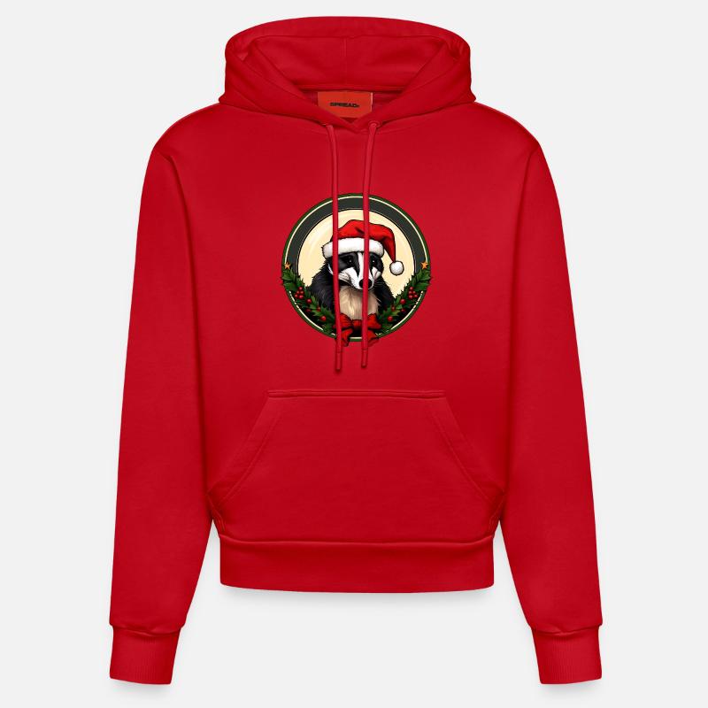 Noël des blaireaux - Sweat à capuche bio ajusté fabriqué en UE - rouge