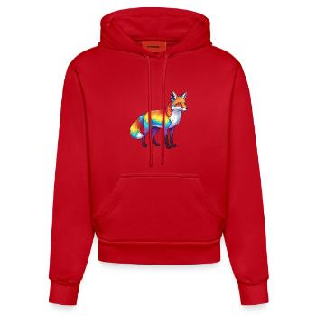 Colorful Fox Rainbow Pop Art Watercolor - Organic Fitted Hoodie Made in EU - red - Front