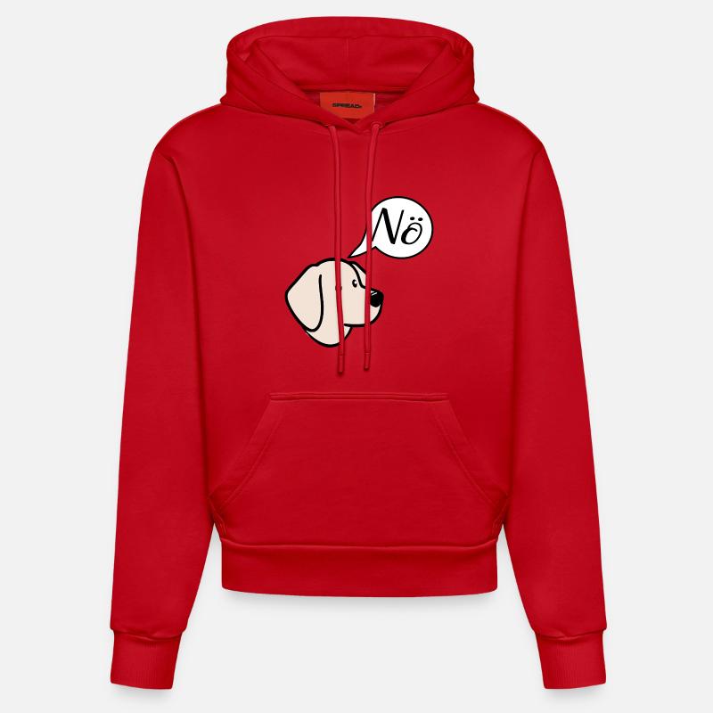 Pas de chiens - Sweat à capuche bio ajusté fabriqué en UE - rouge