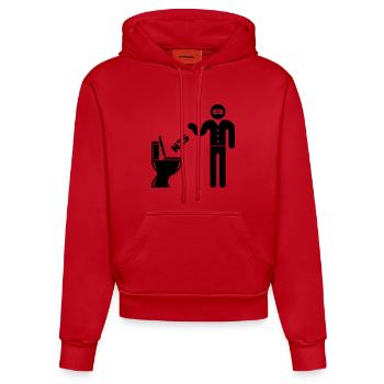 NZS In’s Klo, In Die Toilette! Gegen Rechts Black - Organic Fitted Hoodie Made in EU - Rot - Vorne