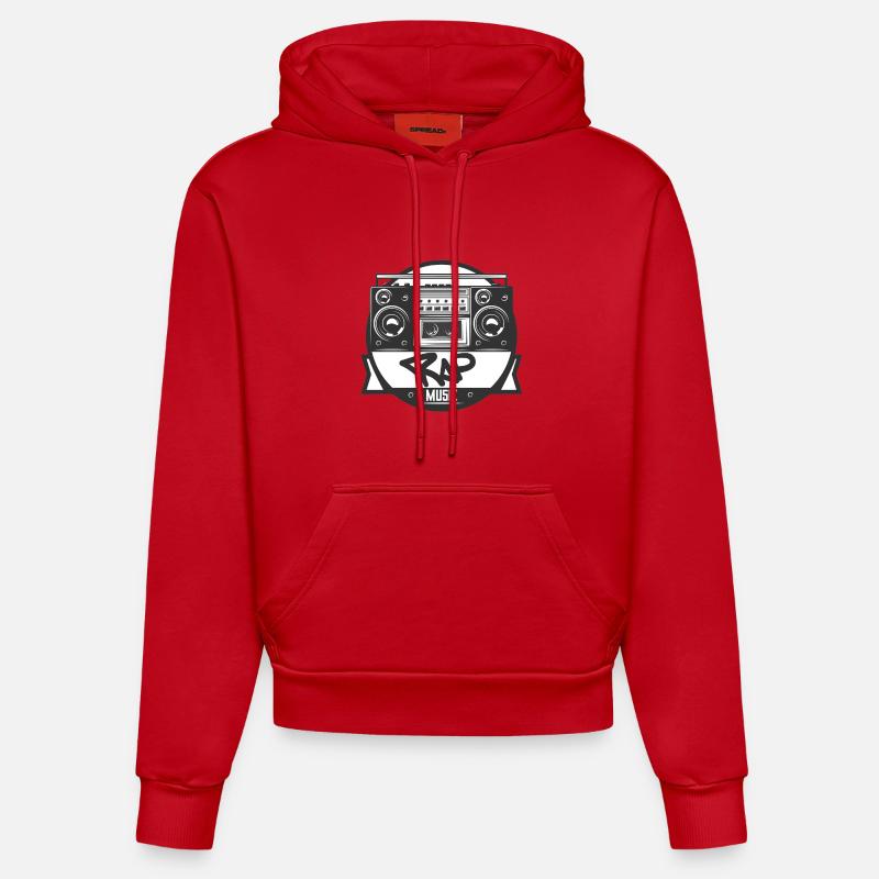 Jukebox Rap Logo Ghetto Blaster - Sweat à capuche bio ajusté fabriqué en UE - rouge