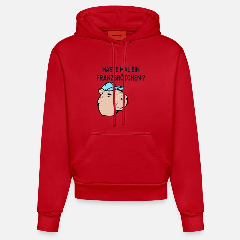Franzbrötchen Hambourg Capybara - Sweat à capuche bio ajusté fabriqué en UE - rouge