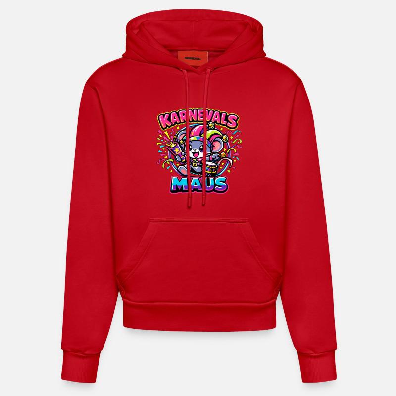 Costume de la souris de carnaval - Sweat à capuche bio ajusté fabriqué en UE - rouge