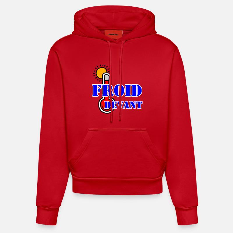FROID DEVANT. - Sweat à capuche bio ajusté fabriqué en UE - rouge