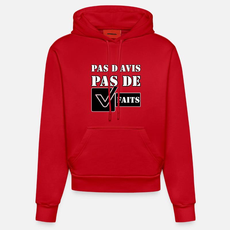 PAS D'AVIS. PAS DE FAITS. - Sweat à capuche bio ajusté fabriqué en UE - rouge