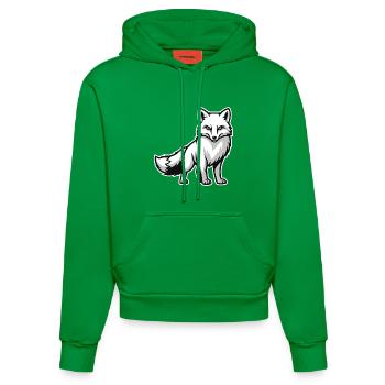Arctic Fox Arctic White Animal Nature Logo - Organic Fitted Hoodie Made in EU - City Green - Front