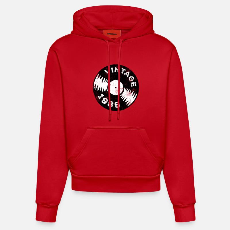 Millésime 1986 - Sweat à capuche bio ajusté fabriqué en UE - rouge