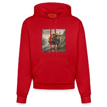 Japanese Shika Bokka Design - Organic Fitted Hoodie Made in EU - red - Front