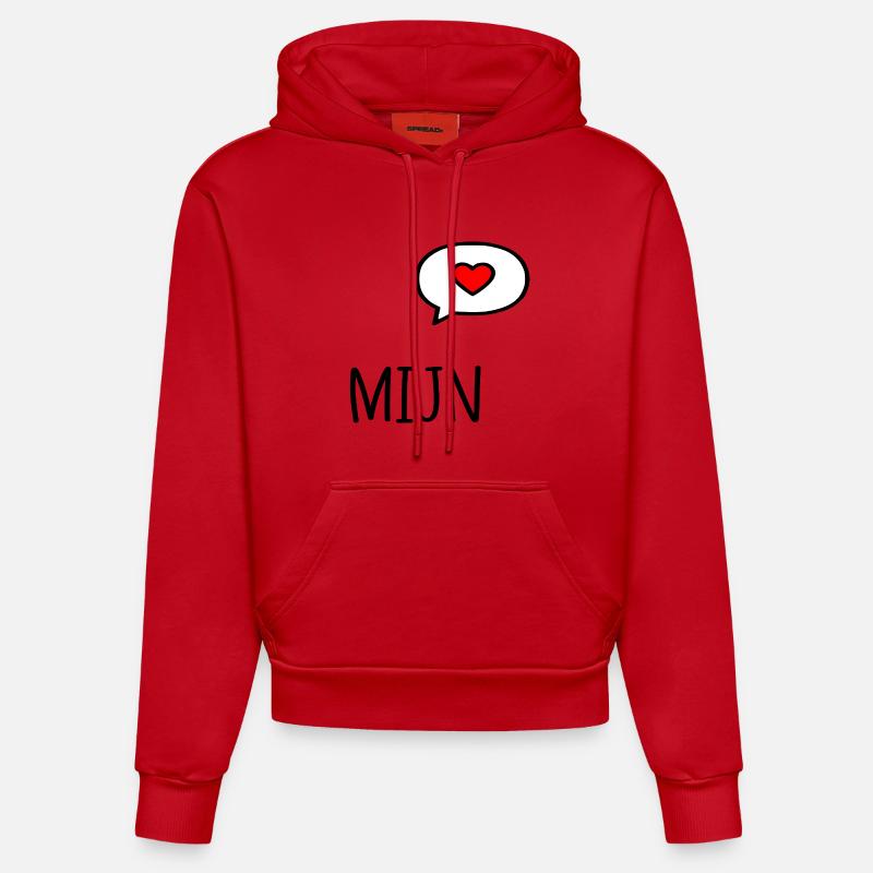 Cœur de la Relation - Anglais Mon - Sweat à capuche bio ajusté fabriqué en UE - rouge