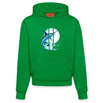 Marlin bleu Espadon sautant hors de l’océan - Sweat à capuche bio ajusté fabriqué en UE - City Green - Devant