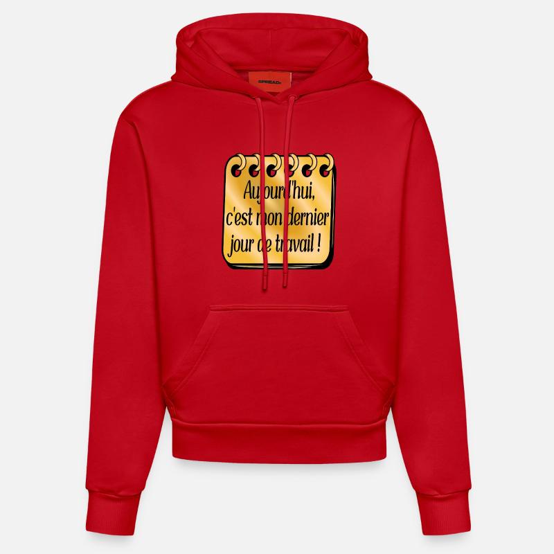 Dernier Jour de Travail - Sweat à capuche bio ajusté fabriqué en UE - rouge