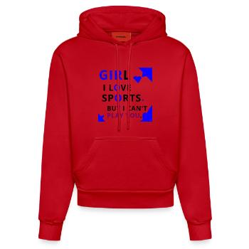 Bold Girl Play Typography - Organic Fitted Hoodie Made in EU - red - Front