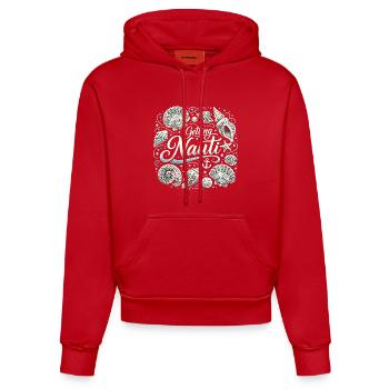 Chemise féminine pour enterrement de vie de garçon maritime - Obtenir une coquille Nauti - Sweat à capuche bio ajusté fabriqué en UE - rouge - Devant