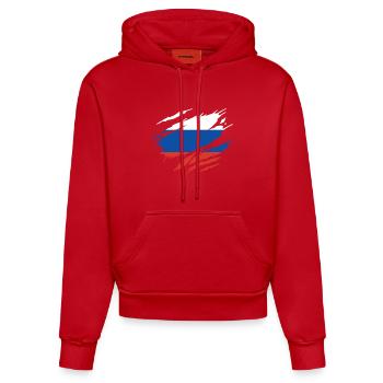Russie Drapeau Russe - Sweat à capuche bio ajusté fabriqué en UE - rouge - Devant