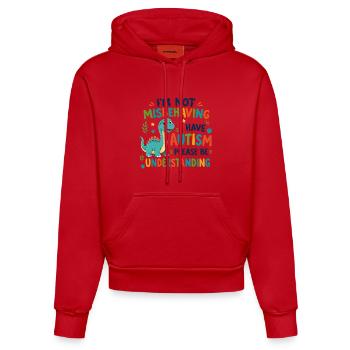 I don't behave badly I have autism - Organic Fitted Hoodie Made in EU - red - Front