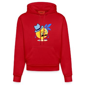 Bavaria Lemon Mustache - Organic Fitted Hoodie Made in EU - red - Front