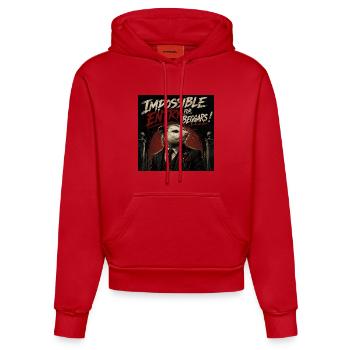 Unmöglicher Eintritt: Opossum im Anzug - Organic Fitted Hoodie Made in EU - Rot - Vorne