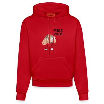 Miss you dog - Organic Fitted Hoodie Made in EU - red - Front