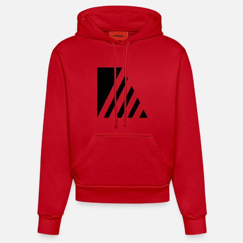 Rayures élégantes - Sweat à capuche bio ajusté fabriqué en UE - rouge